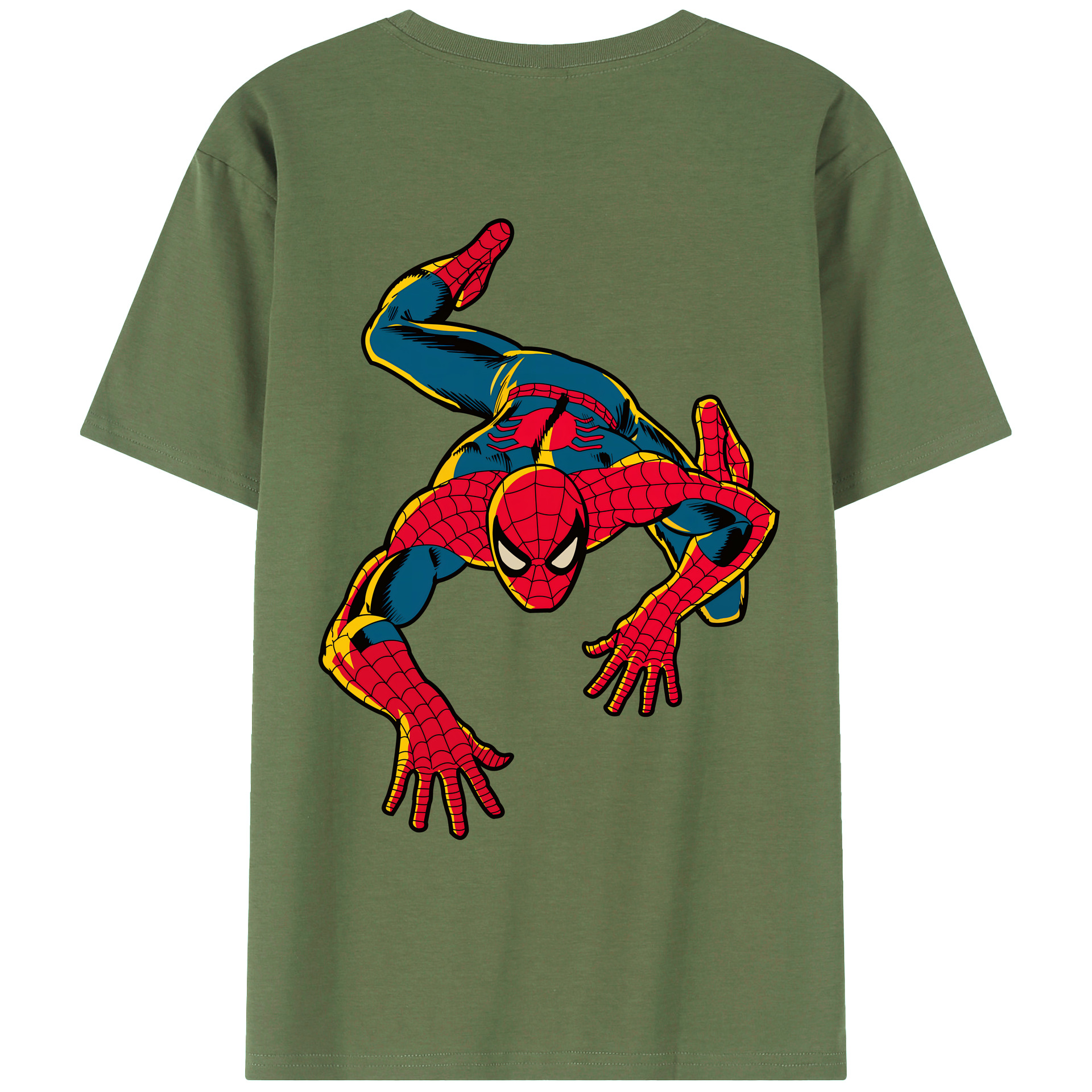 （画像用） Spider Man スパイダーマン 綿100％ メンズ半袖Tシャツ（バックプリント） 通気性